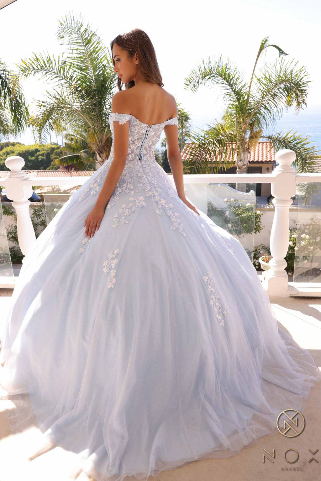 Nox Anabel H1352 Poofy A-Line Ballgown Off the Shoulder Quinceanera Dress - Luzilly Bridal & Apparel