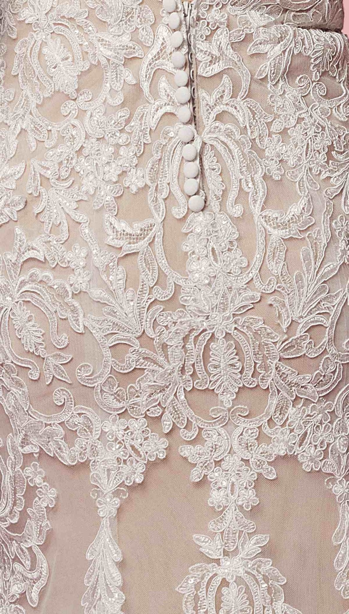 Nox Anabel H494 Spaghetti Strap V-Neckline Long Lace Wedding Gown - Luzilly Bridal & Apparel