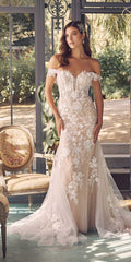 Nox Anabel JE974 Off-Shoulder Embroidered Wedding Gown - Luzilly Bridal & Apparel