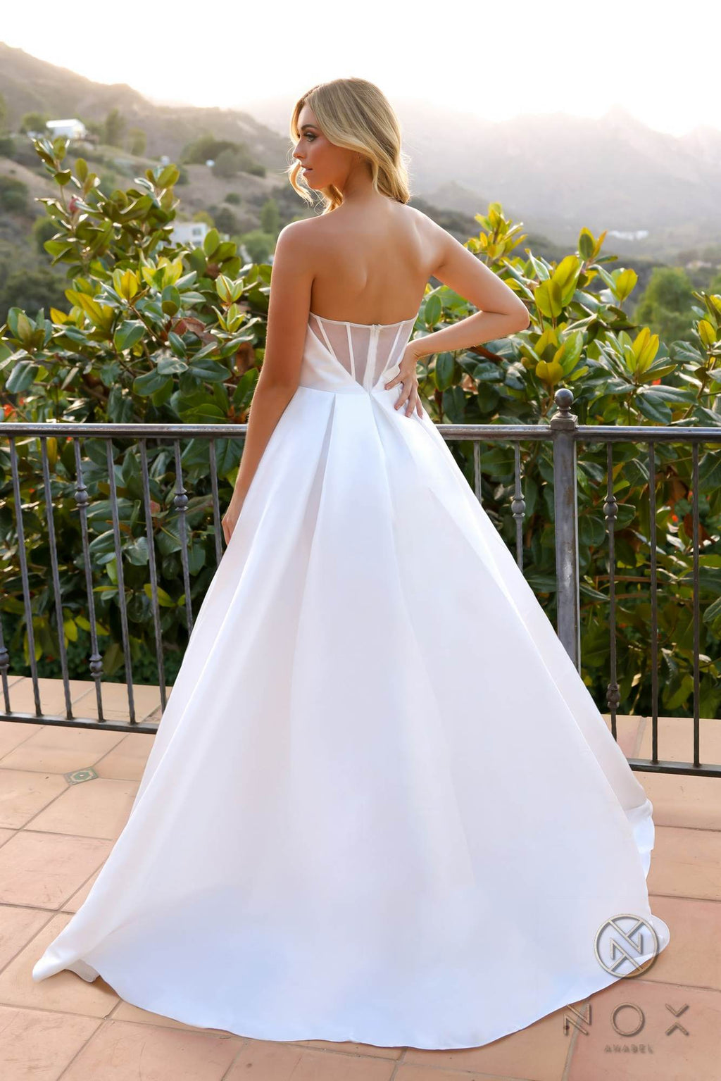 Nox Anabel JE988 Strapless Corset A-Line Wedding Gown - Luzilly Bridal & Apparel