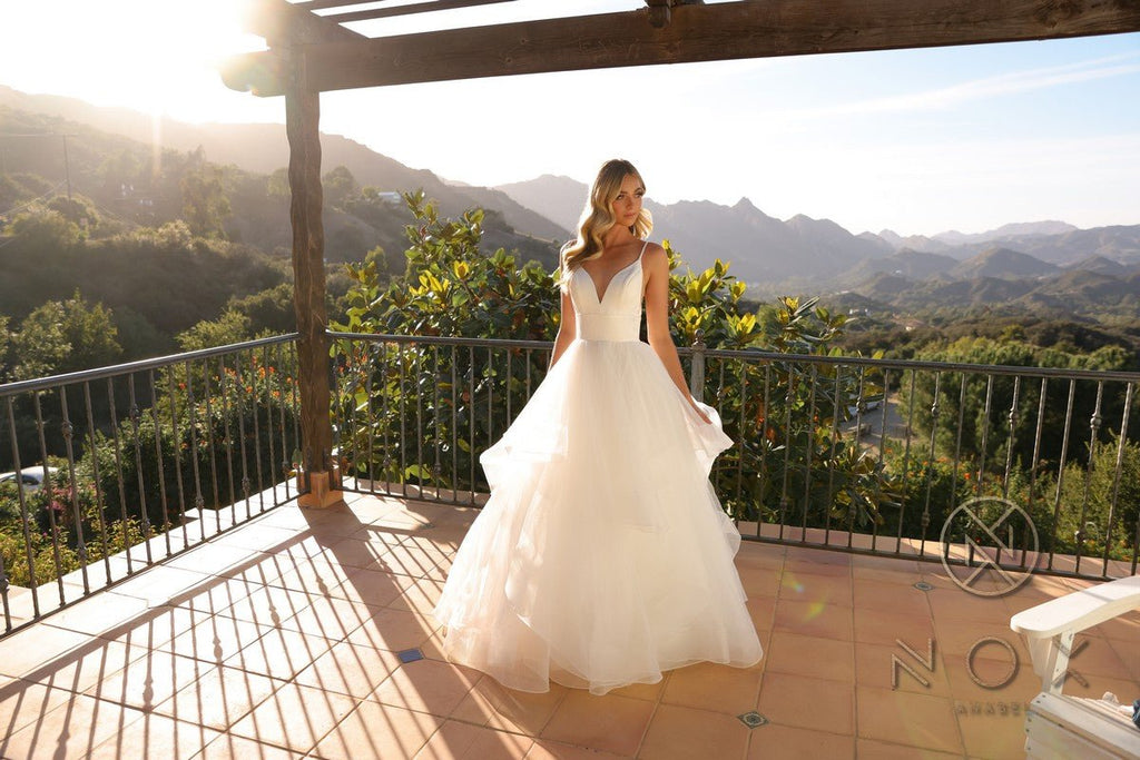 Nox Anabel JE997 Long Sleeveless Layered A-Line Wedding Gown - Luzilly Bridal & Apparel