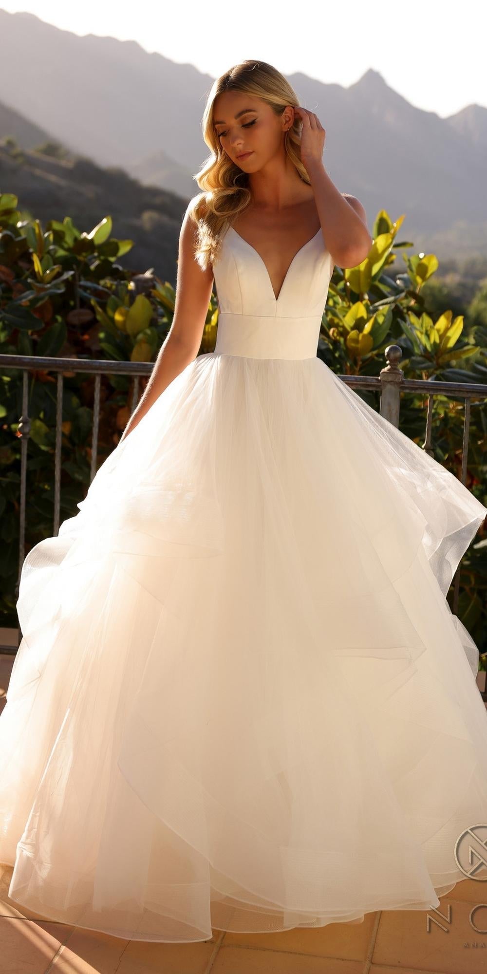 Nox Anabel JE997 Long Sleeveless Layered A-Line Wedding Gown - Luzilly Bridal & Apparel