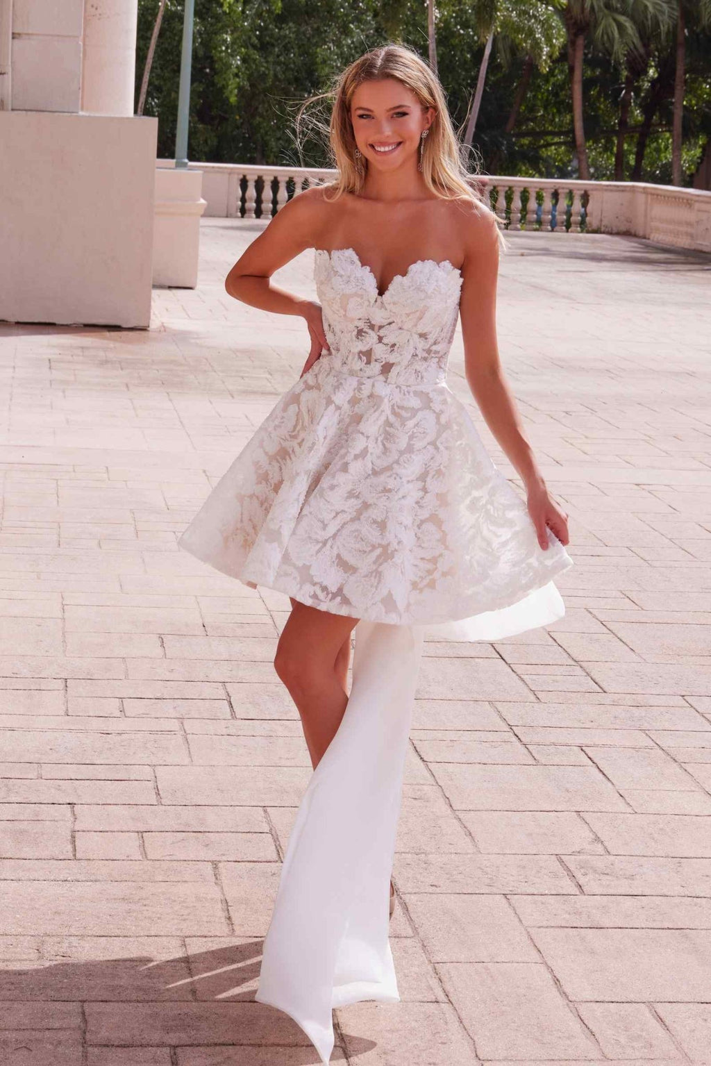 Nox Anabel JQ1017 Floral Bow-Back Wedding Dress - Luzilly Bridal & Apparel