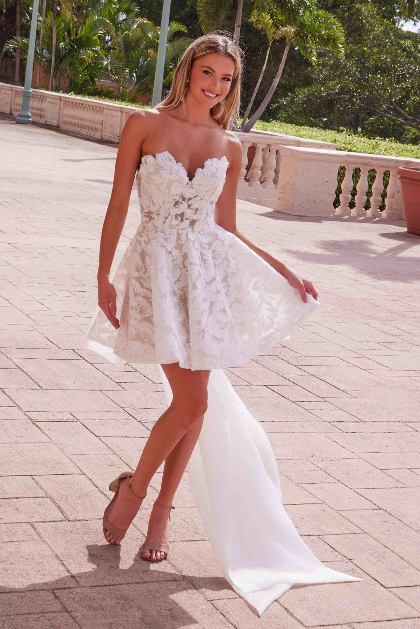 Nox Anabel JQ1017 Floral Bow-Back Wedding Dress - Luzilly Bridal & Apparel