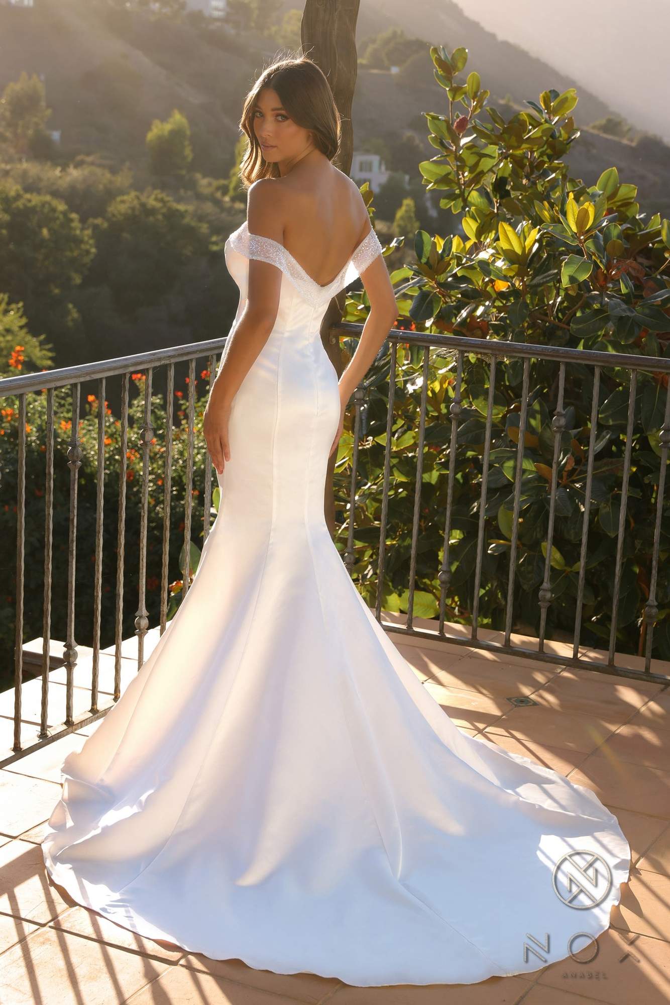 Nox Anabel JW979 Off-Shoulder Mermaid Wedding Dress - Luzilly Bridal & Apparel