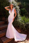 Nox Anabel JW985 Long Halter V-Neck Bridal Mermaid Dress - Luzilly Bridal & Apparel