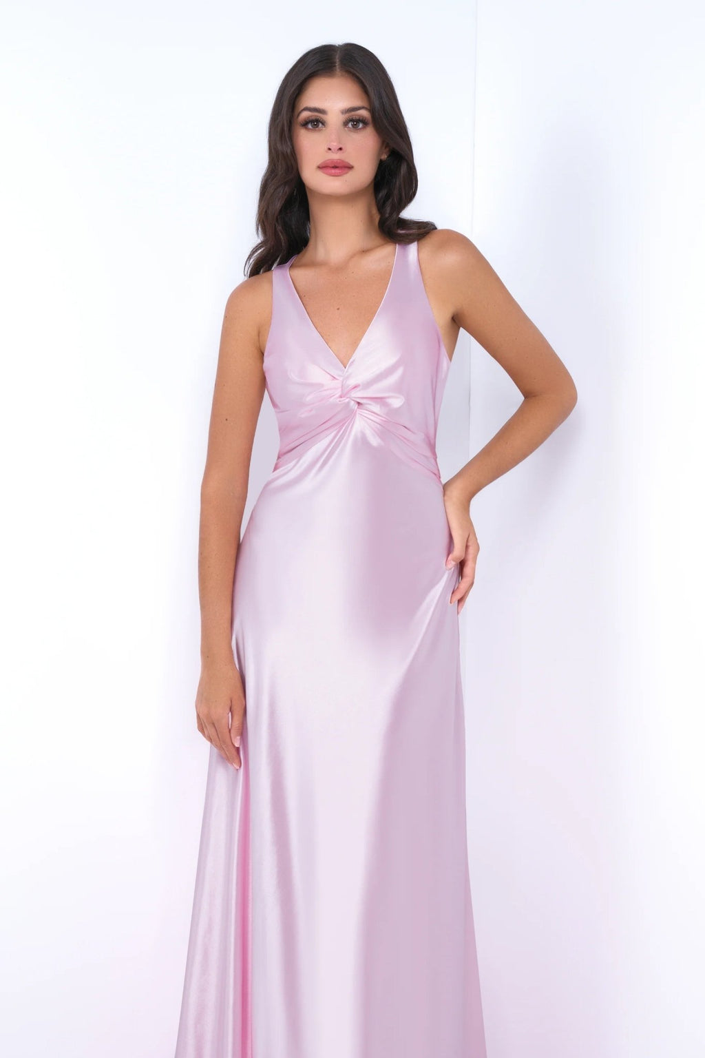 Odette Maxi Dress - Pink - Open Back With Adjustable Bow Tie Detail - Luzilly Bridal & Apparel