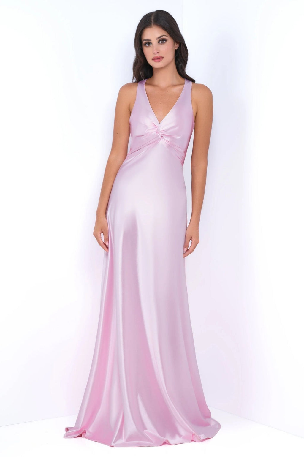 Odette Maxi Dress - Pink - Open Back With Adjustable Bow Tie Detail - Luzilly Bridal & Apparel