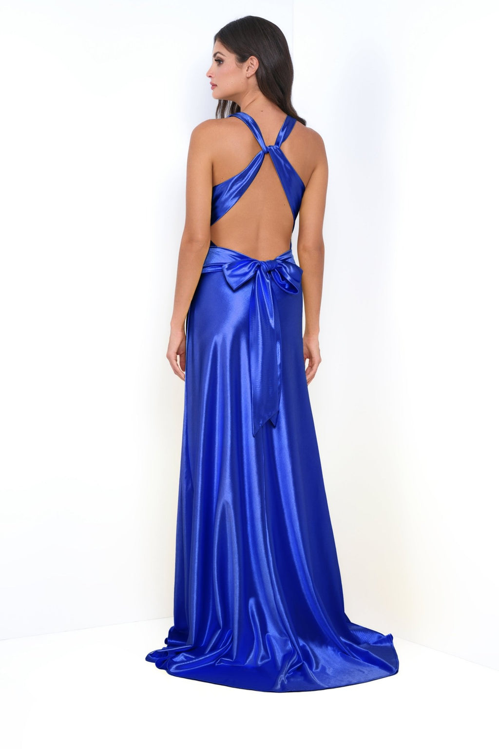 Odette Maxi Dress - Royal - Open Back With Adjustable Bow Tie Detail - Luzilly Bridal & Apparel