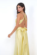 Odette Maxi Dress - Yellow - Open Back With Adjustable Bow Tie Detail - Luzilly Bridal & Apparel