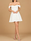 Off Shoulder, A-line Bridal Short Dress - Luzilly Bridal & Apparel