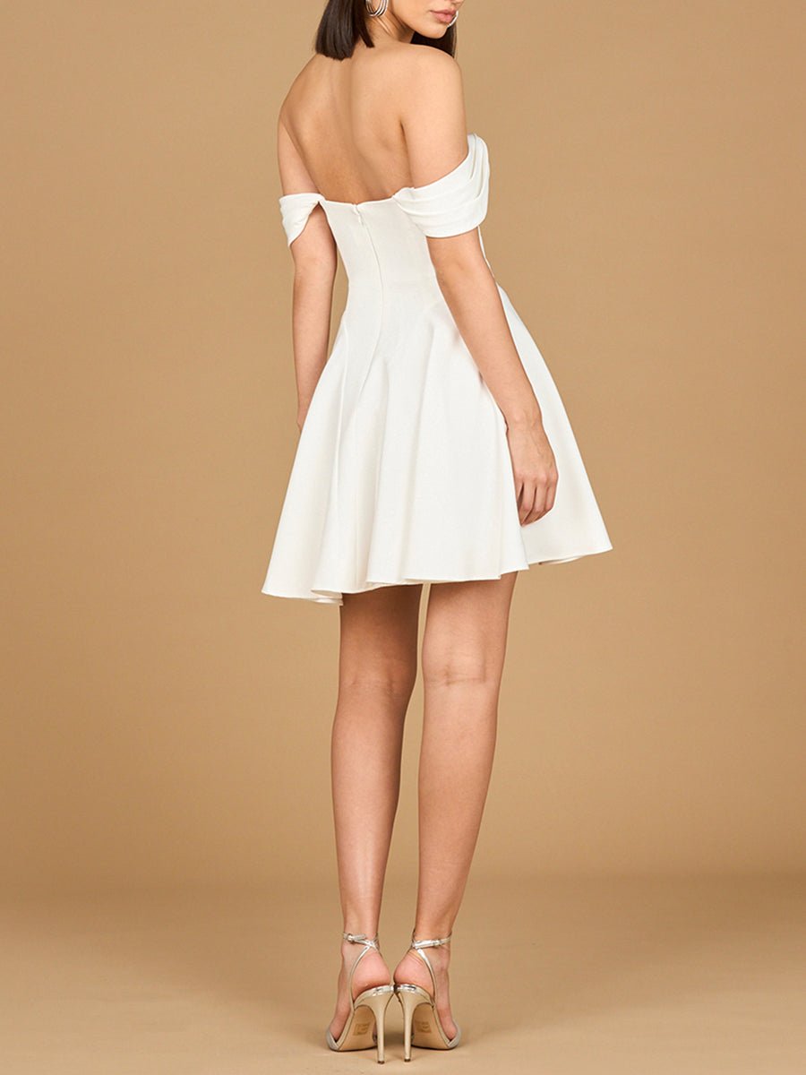Off Shoulder, A-line Bridal Short Dress - Luzilly Bridal & Apparel