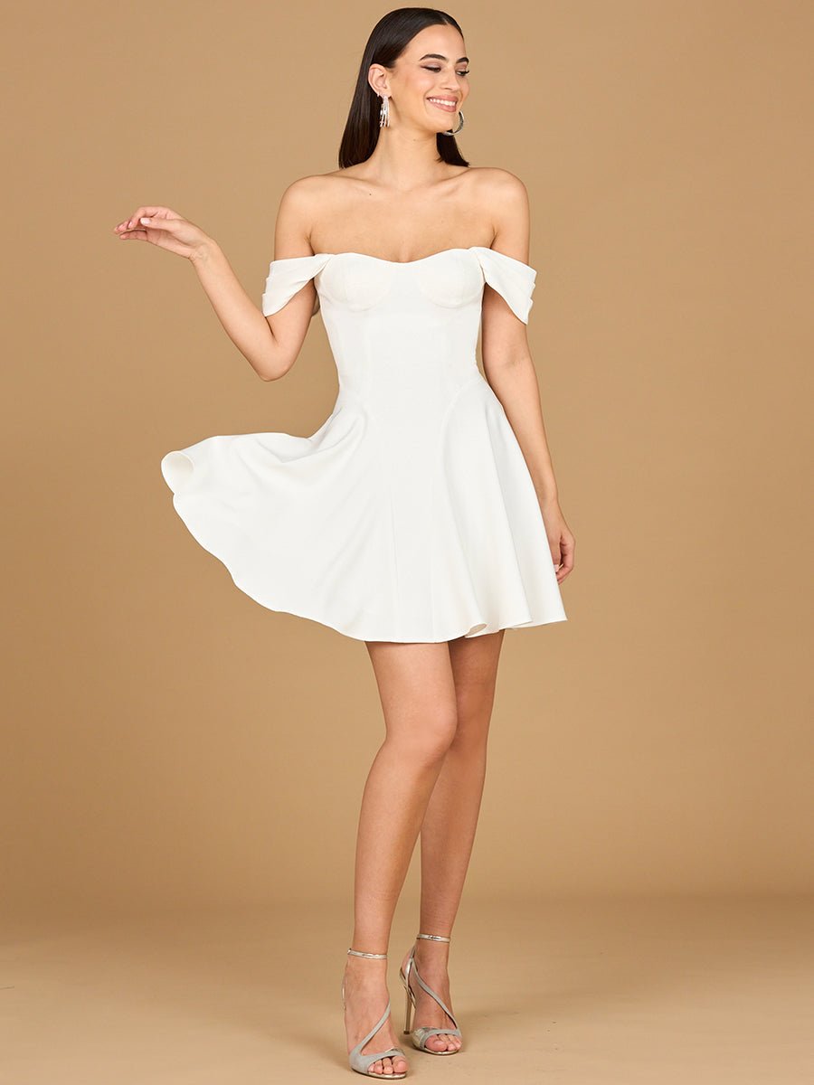 Off Shoulder, A-line Bridal Short Dress - Luzilly Bridal & Apparel