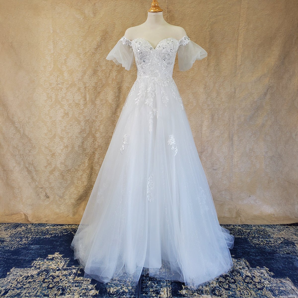 Off-Shoulder A-Line Wedding Gown with Corset Back - Luzilly Bridal & Apparel