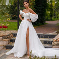 Off-Shoulder Backless Organza Princess Wedding Dress - Luzilly Bridal & Apparel