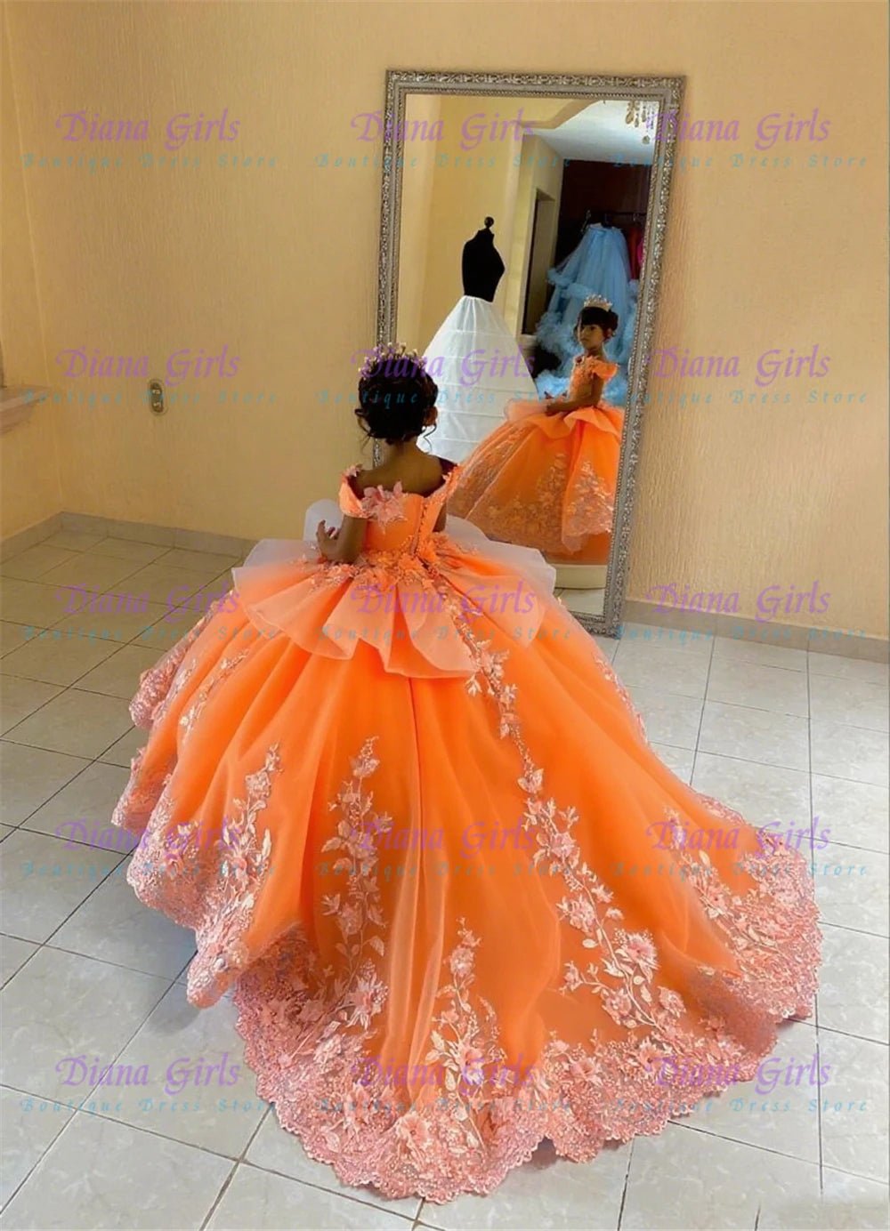 Off-Shoulder Blue Flower Girl Dress - Luzilly Bridal & Apparel