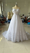 Off-shoulder Bridal Main Wedding Dress Elegant Court Style High-grade Luxury French Light Door Yarn - Luzilly Bridal & Apparel