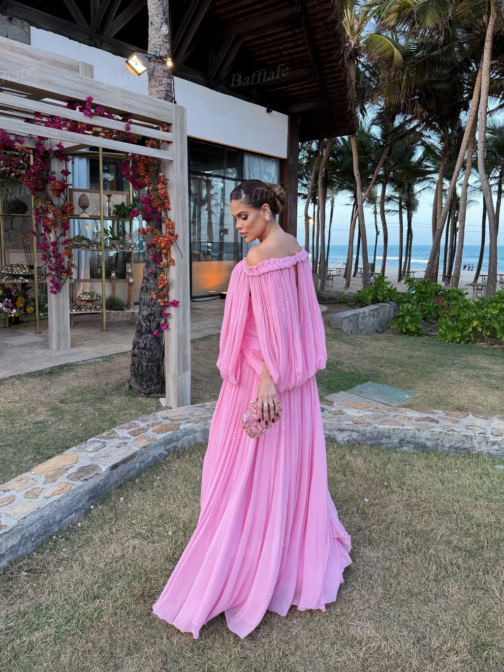 Off-Shoulder Chiffon Bridesmaid Dress - Luzilly Bridal & Apparel