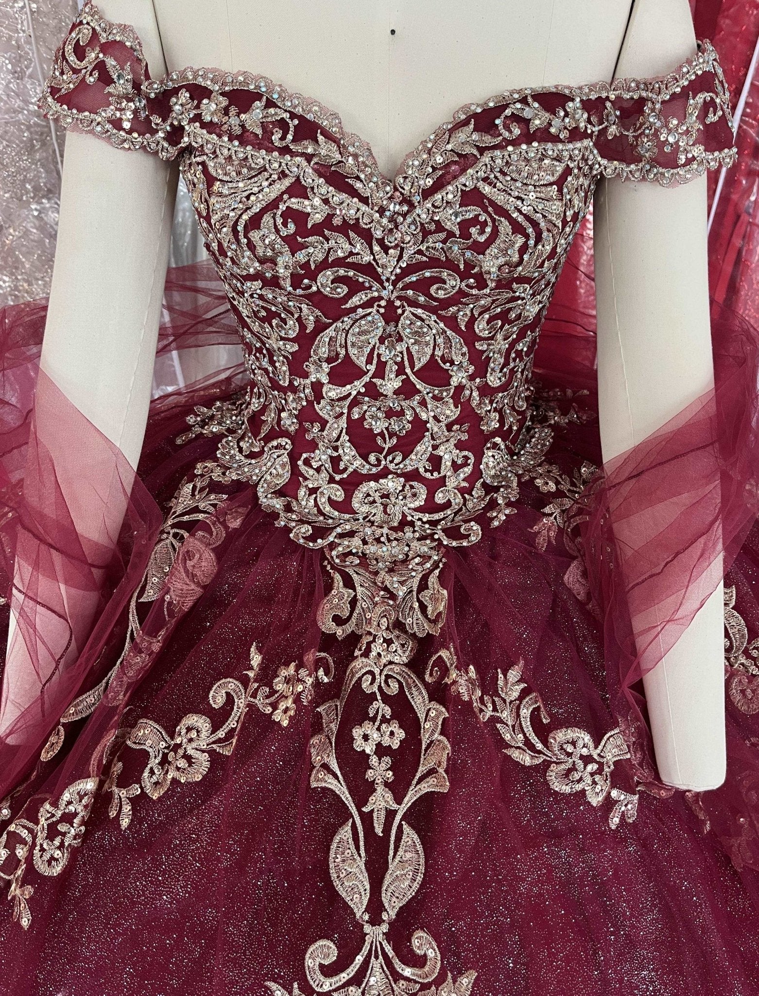 Off-Shoulder Corset-Back Quinceañera Gown - Luzilly Bridal & Apparel