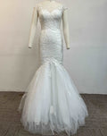 Off-Shoulder Embroidered Lace Mermaid Wedding Gown - Luzilly Bridal & Apparel