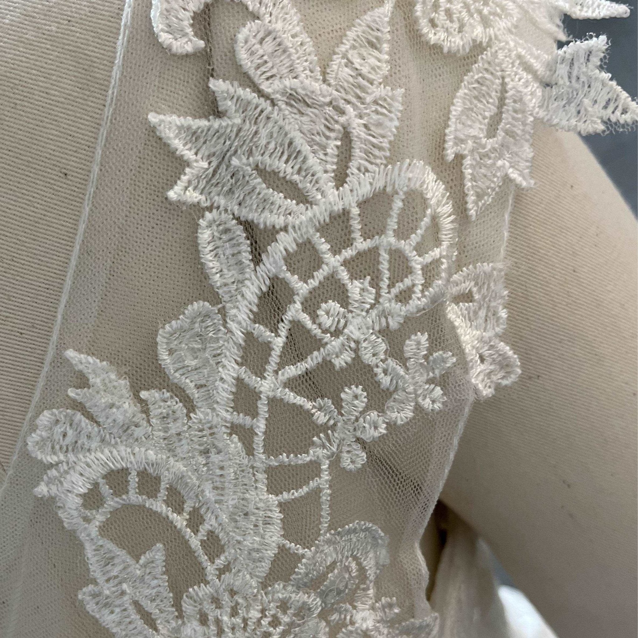Off-Shoulder Embroidered Lace Mermaid Wedding Gown - Luzilly Bridal & Apparel