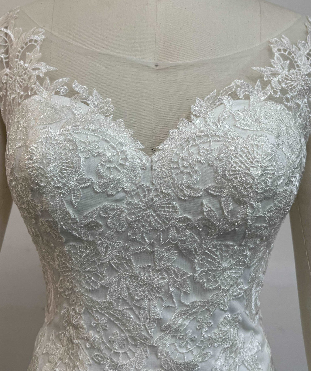 Off-Shoulder Embroidered Lace Mermaid Wedding Gown - Luzilly Bridal & Apparel