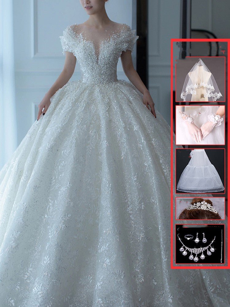 Off Shoulder French Main Wedding Dress - Luzilly Bridal & Apparel