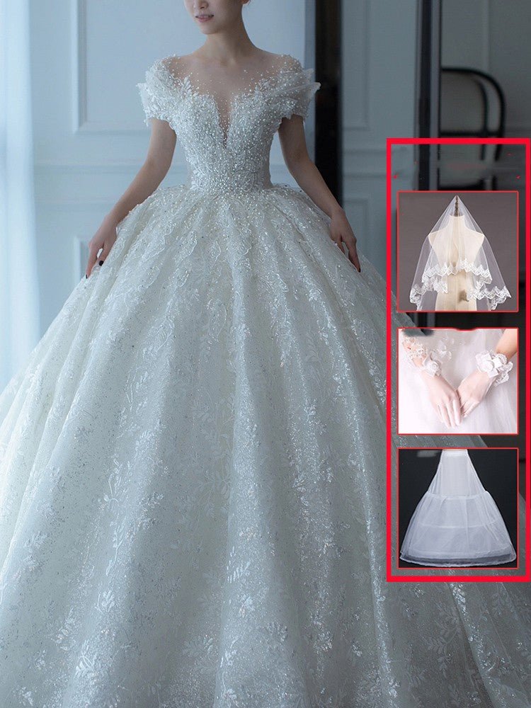 Off Shoulder French Main Wedding Dress - Luzilly Bridal & Apparel