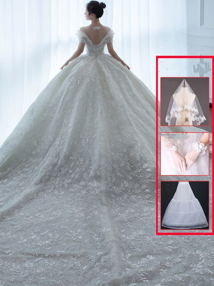 Off Shoulder French Main Wedding Dress - Luzilly Bridal & Apparel