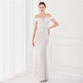 Off-Shoulder Fringe Fishtail Party Dress - Luzilly Bridal & Apparel