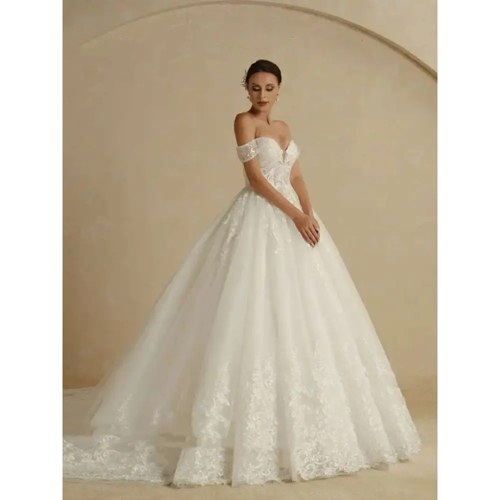 Off-Shoulder Lace Bridal Wedding Dress