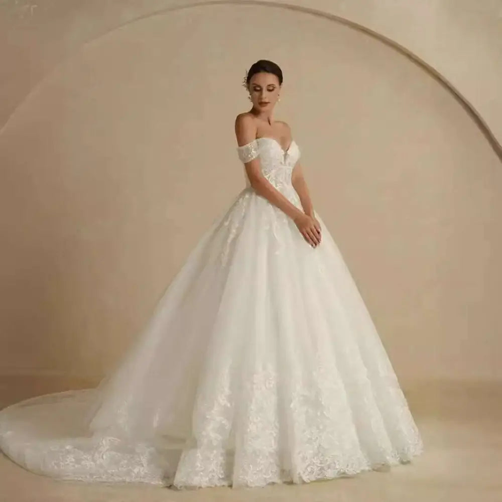 Off-Shoulder Lace Bridal Wedding Dress