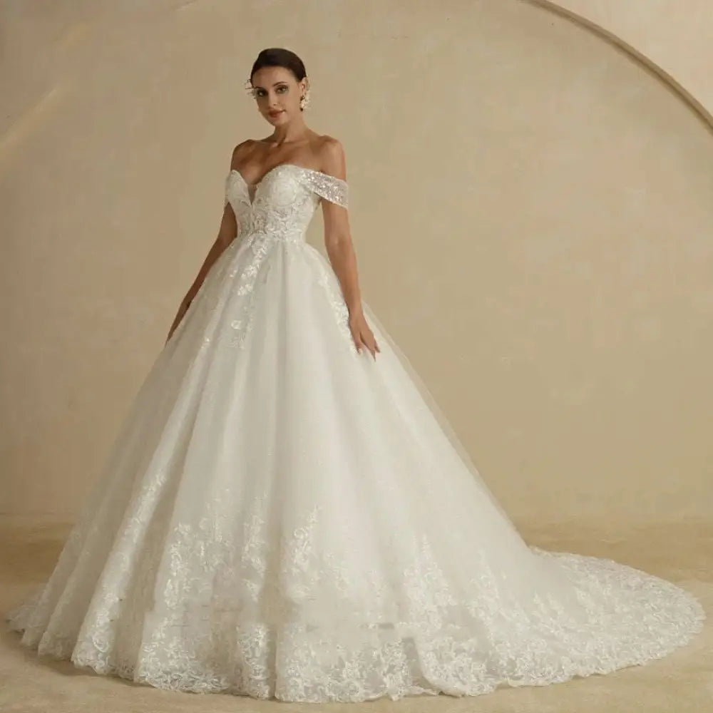 Off-Shoulder Lace Bridal Wedding Dress