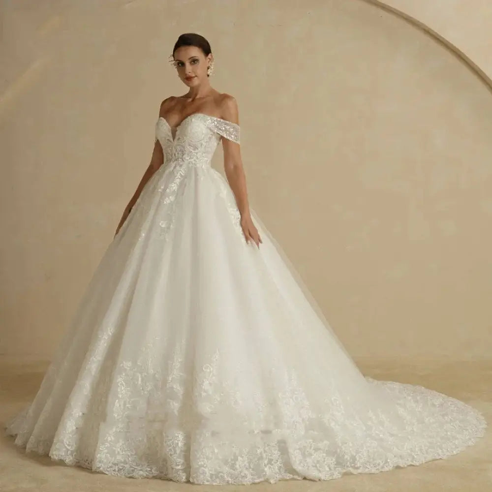 Off-Shoulder Lace Bridal Wedding Dress