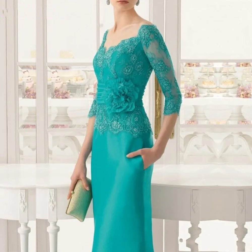 Off-Shoulder Lace Mother of the Bride Dress — Tea Length - Luzilly Bridal & Apparel