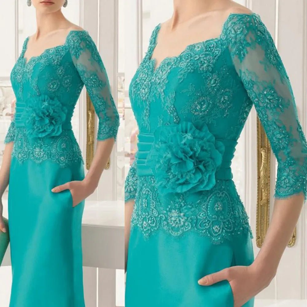 Off-Shoulder Lace Mother of the Bride Dress — Tea Length - Luzilly Bridal & Apparel