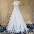 Off-Shoulder Lace Wedding Gown with Train - Luzilly Bridal & Apparel