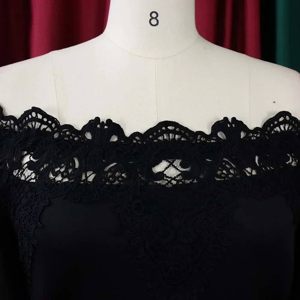 Off-Shoulder Lantern Sleeve Lace Sheath Dress - Luzilly Bridal & Apparel