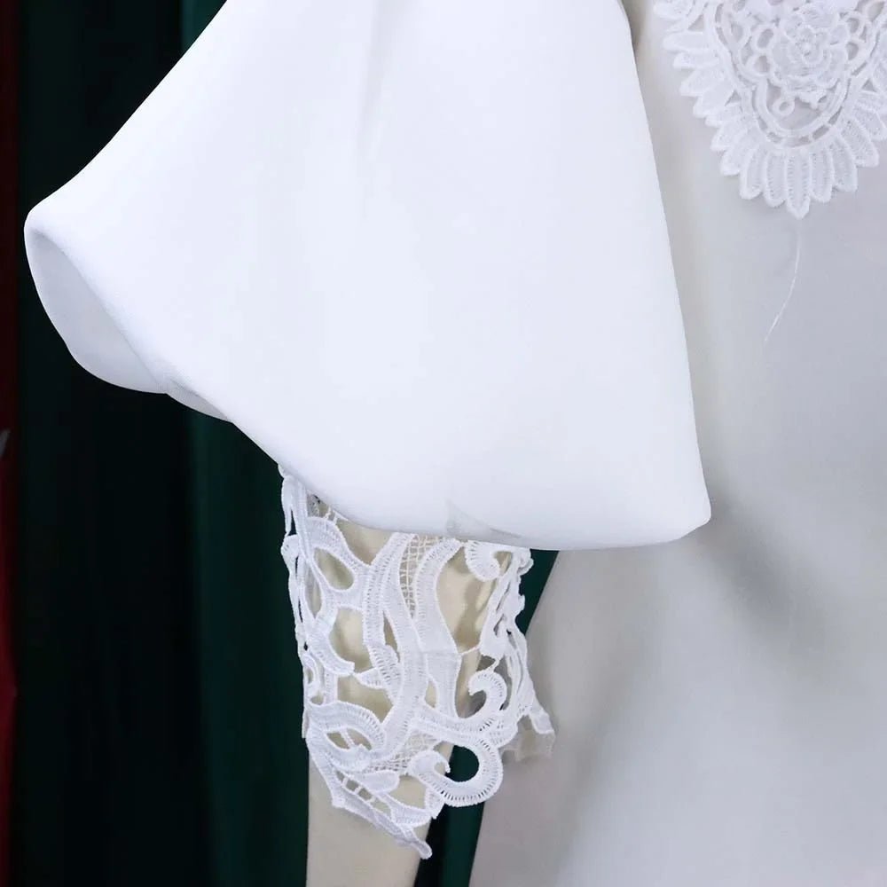 Off-Shoulder Lantern Sleeve Lace Sheath Dress - Luzilly Bridal & Apparel
