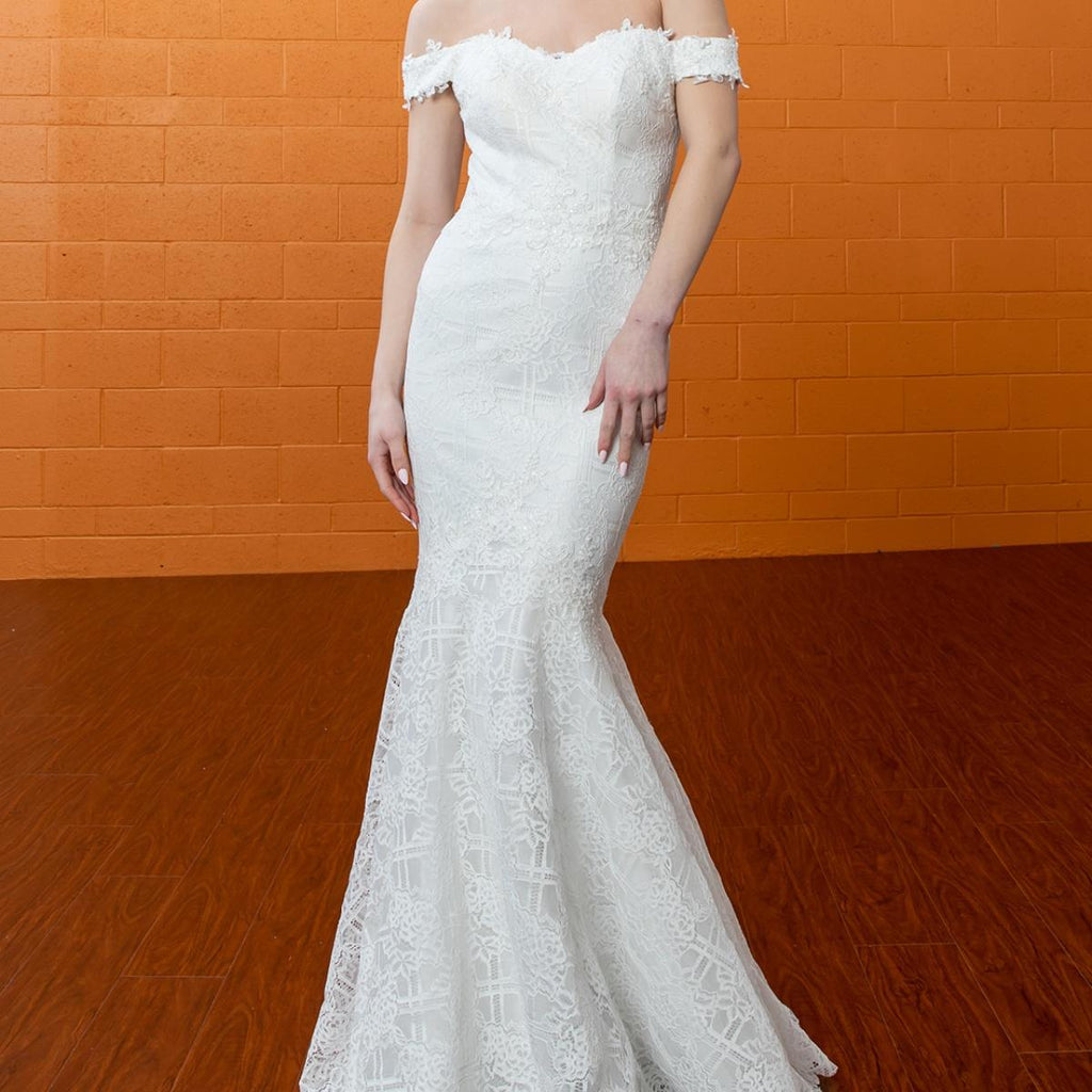 Off-Shoulder Mermaid Wedding Gown - Luzilly Bridal & Apparel