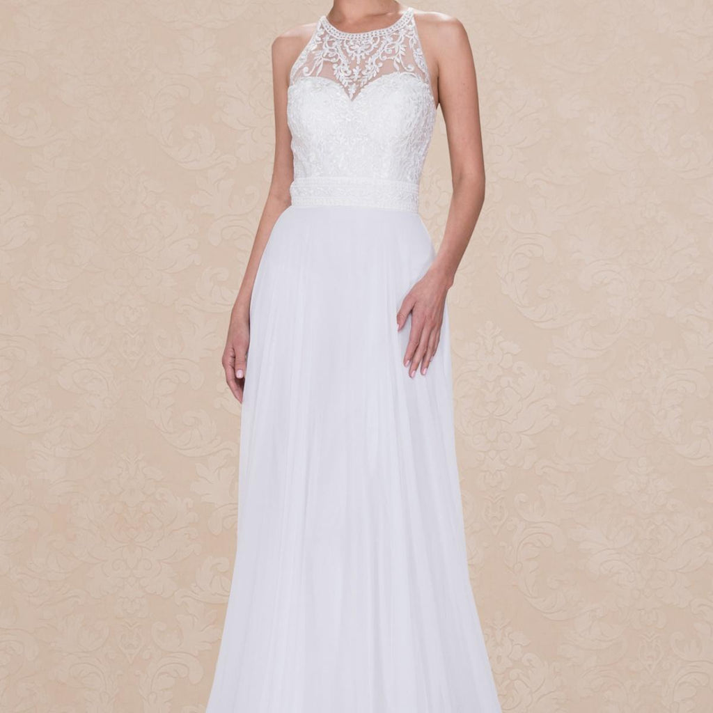 Off-Shoulder Minimalist Evening Gown - Luzilly Bridal & Apparel