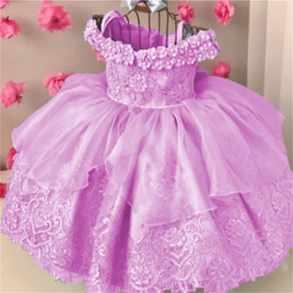 Off-Shoulder Pearl Lace Baby Dress - Luzilly Bridal & Apparel
