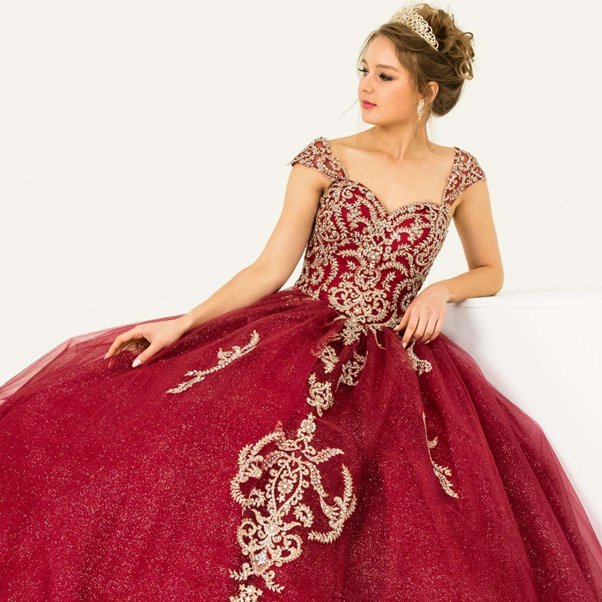 Off-Shoulder Rhinestone Party Gown - Luzilly Bridal & Apparel