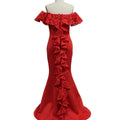 Off-Shoulder Ruffled Fishtail Bridesmaid Dress - Luzilly Bridal & Apparel