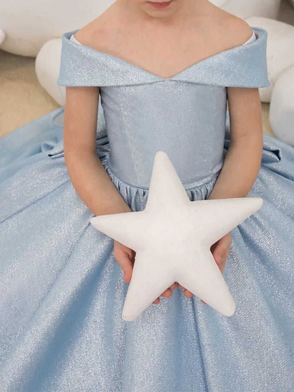 Off-Shoulder Satin Bow Flower Girl Ball Gown - Luzilly Bridal & Apparel