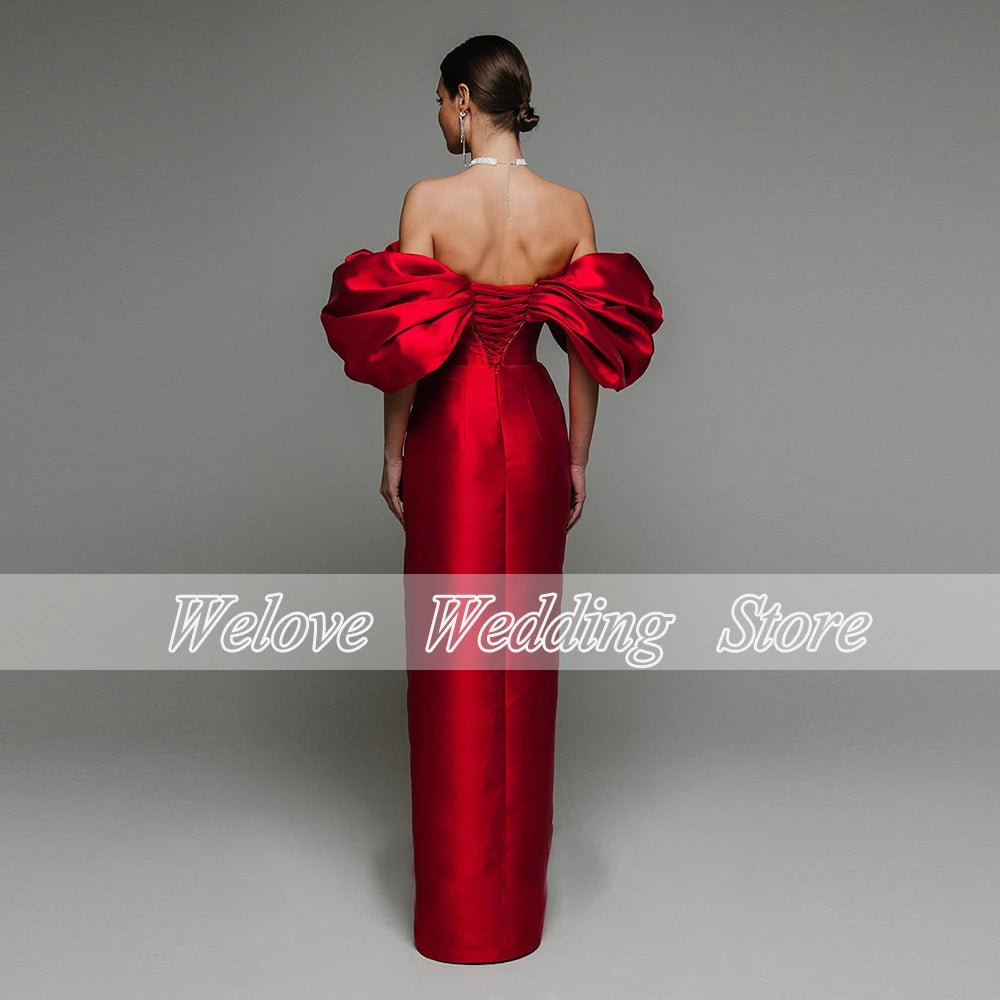 Off-Shoulder Satin Corset Prom Gown - Luzilly Bridal & Apparel