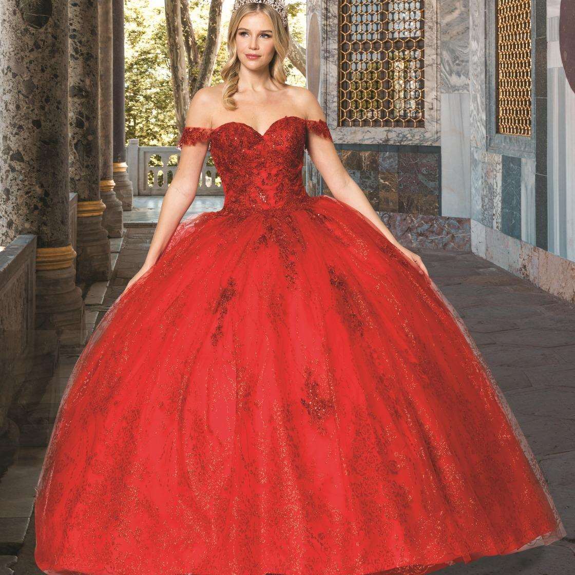 Off-Shoulder Sequin Quinceañera Ball Gown - Luzilly Bridal & Apparel
