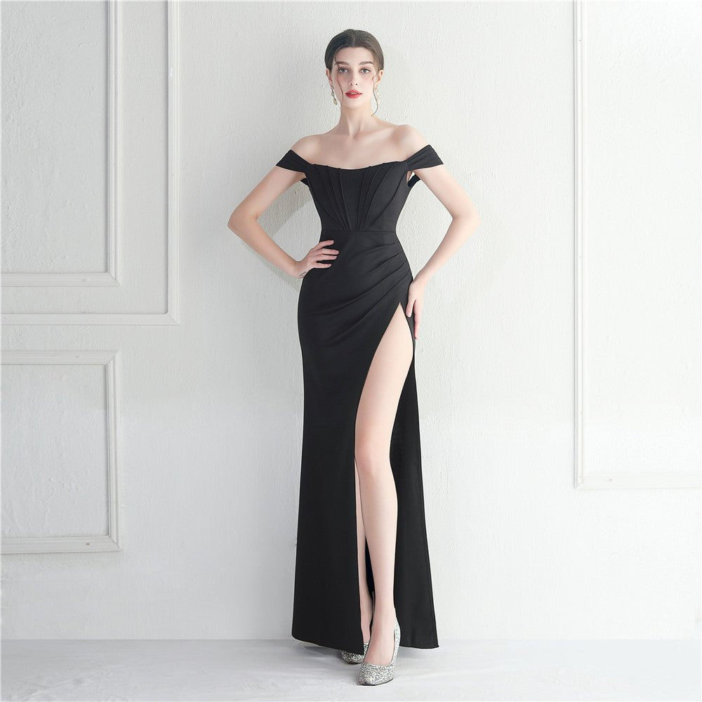 Off-Shoulder Split Wedding Dinner Dress - Luzilly Bridal & Apparel