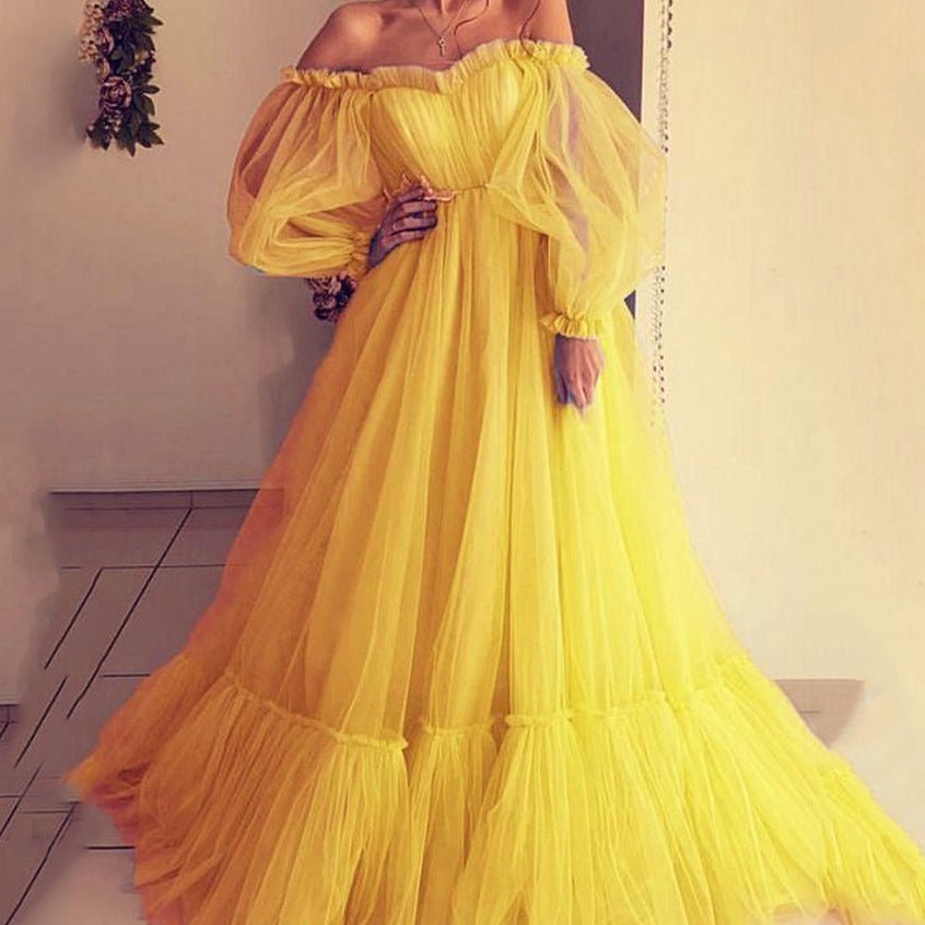 Off-Shoulder Tiered Swing Dress - Luzilly Bridal & Apparel