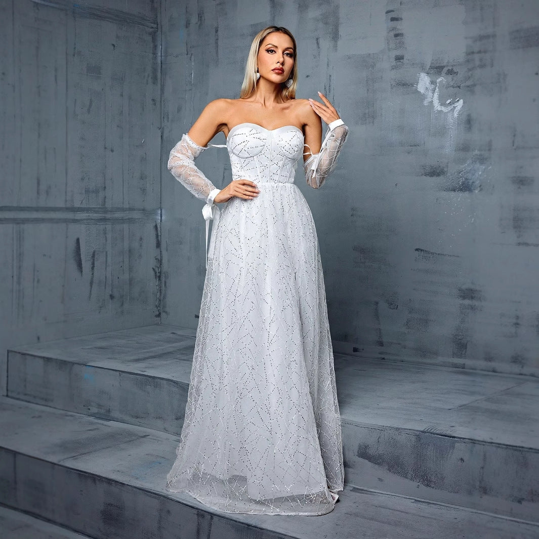 Off-Shoulder Tube Top Evening Dress - Luzilly Bridal & Apparel